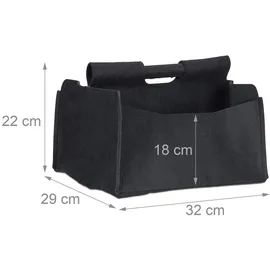 Relaxdays Zeitungskorb aus Filz 22 x 32 x 29 cm schwarz