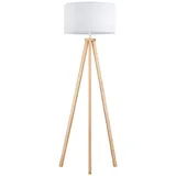 tomons Stehlampe LED Dimmbar aus Holz Dreibein, Skandinavischer Stil, Moderne Standleuchte für Wohnzimmer, Schlafzimmer, Arbeitszimmer, Hotel und Büro, Weiß