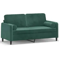 VidaXL 2-Sitzer-Sofa mit Zierkissen Dunkelgrün 140 cm Samt