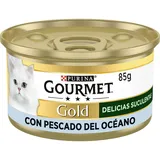 Gourmet Gold Sukkulenten Nassfutter für Katzen mit Meeresfischen, 24 Dosen à 85 g
