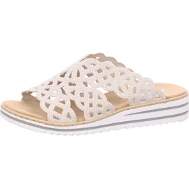 Rieker Damen Pantolette breiter Riemen mit Strass schmale Weite V0689, Größe:41 EU, Farbe:Beige - Beige - 41
