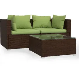 vidaXL 3-tlg. Garten-Lounge-Set mit Kissen braun