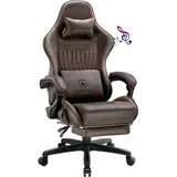 GTPLAYER Gaming-Stuhl ACE PRO, Ergonomischer Bürostuhl Neigbare Armlehnen Mit Fußstütze, Hi-Fi Lautsprecher, Beeindruckende Klang-atmosphäre, Braun