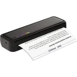 Tragbarer A4-Papierdrucker, Thermodruck, kabellose BT-Verbindung, kompatibel mit iOS und Android, Unterstuetzung fuer mobilen Fotodrucker, 2 Zoll/3... - Schwarz
