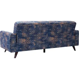 exxpo - sofa fashion 3-Sitzer EXXPO - SOFA FASHION "Side, toller Sitz- & Liegekomfort, Schlafsofa. Breite 222cm. hoher Fuß", blau, B:222cm H:89cm T:93cm, Sofas, mit Schlaffunktion, Bettkasten und hohe Holzfüße, Solitärmöbel