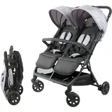 Bambisol – ideal für Zwillinge ab Geburt, ultrakompakt zusammenklappbar | Schwarz Grau