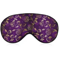 Schlafmaske für Damen und Herren, kompatibel mit Blumen, Blumen, Lila, Gold, Rose, Augenmaske, verstellbar, für Lichtblockierung, Augenbinde, Schlafmaske für Zuhause, Flug, Schichtarbeit