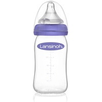 Lansinoh Glas-Flasche 160ml mit NaturalWave® Trinksauger Gr. S