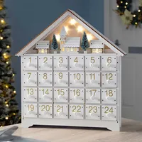 Adventskalender Aus Holz Mit Schubladen, Wiederverwendbares Led-licht, 24-tägiger Countdown Bis Weihnachten, Große Faltbare Led-adventsbox, Weihnachtliche Tischdekoration
