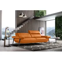 Egoitaliano 2,5-Sitzer Anais, Designsofa mit erstklassigem Sitzkomfort, Fußfarbe schattengrau, Kopfteil verstellbar, 232 cm, Leder BULL, orange orange