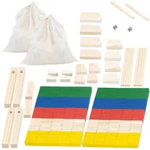 Playtastic 2er-Set 263-teilige Domino-Sets mit Holzsteinen & Action-Elementen