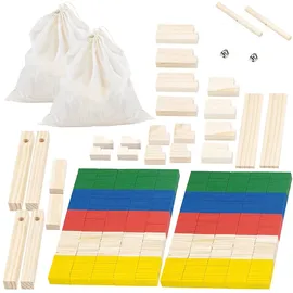 Playtastic 2er-Set 263-teilige Domino-Sets mit Holzsteinen & Action-Elementen
