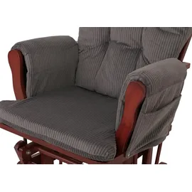 Mendler Relaxsessel HWC-C76 Cord 52 x 100 x 80 cm Dunkelgrau mit Hocker