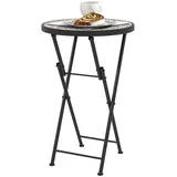 Outsunny Beistelltisch Mehrfarbig Metall, 35.5x55x35.5 cm Rund wetterfest Balkontisch aus Campingtisch Klapptisch