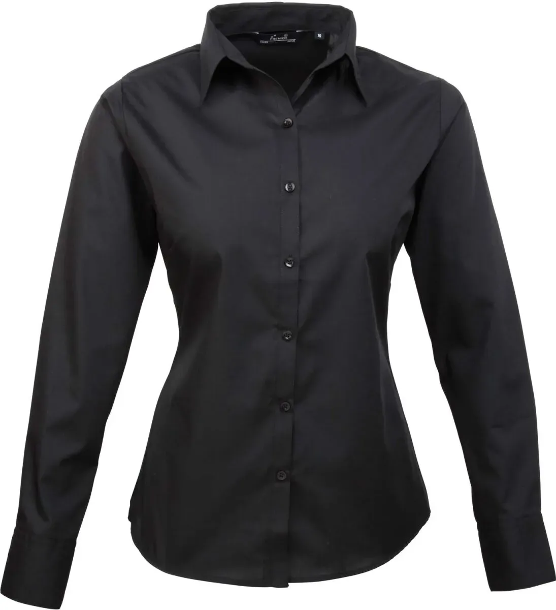 Premier Workwear Damen Popeline Bluse langarm PR300 black 50 (4XL/22)