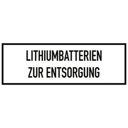 Gefahrzettel Lithiumbatterien zur Entsorgung, Folie, 148x52 mm, 500 Stück/Rolle