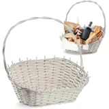 Kadax Weidenkorb Geschenkkorb Flaschenkorb  Groß 40 x 30 x 20 cm weiß