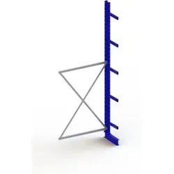 Meta Kragarmregal Anbau IPE140 einseitig 3500x1300x400 mm Enzianblau + 5 Armen + Ständer Multistrong M