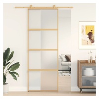 vidaXL Haustür Schiebetür Golden 76x205 cm Matt ESG-Glas und Aluminium (1-St)