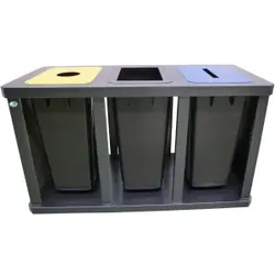 VAR Wertstoff-Sammelstation "Tetris", 3 KS-Behälter á 58 liter, Aus hochwertigen, verzinkten Stahlteilen gefertigt, Maße: 670 x 1200 x 520 mm (H x B x T)