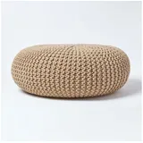 Homescapes Großer Strickpouf 100% Baumwolle, Cremeweiß - Homescapes