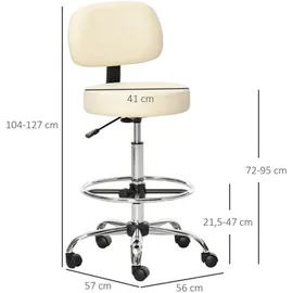 Homcom Barhocker 56 x 57 x 104-127 cm Beige