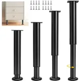 iMeshbean Möbelfüße Verstellbar 4 Stück, Höhenverstellbare Möbelbeine 25-43cm, DIY Schwarz Ersatz Tischbeine aus Metall für Schrank, Bett, Couch, Sofa, Stuhl (25-43cm)