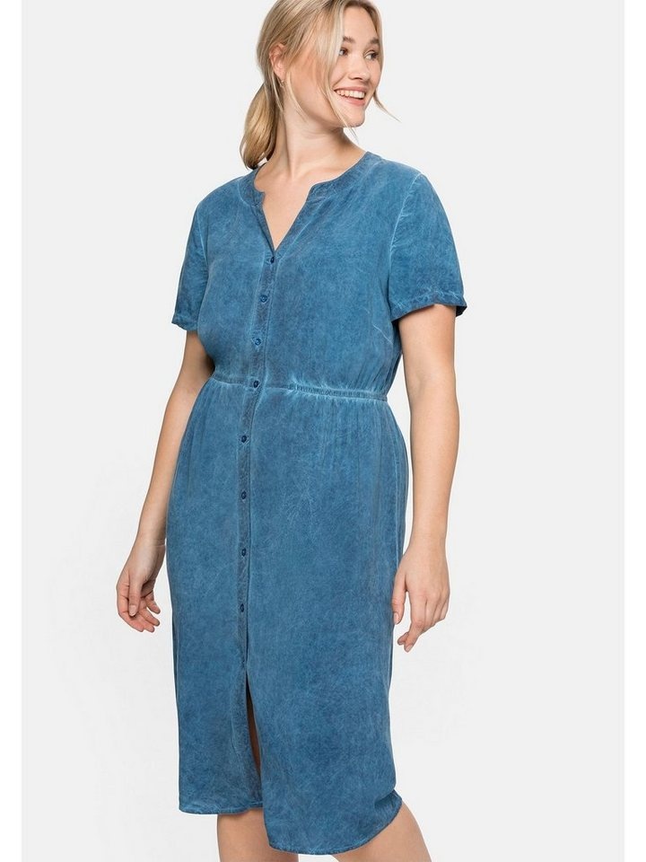 Sheego Blusenkleid Große Größen aus Viskose, in Oil-dyed-Waschung blau 50