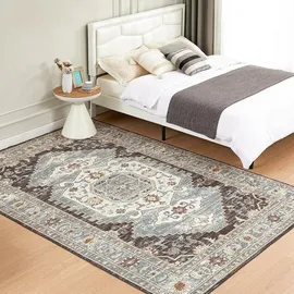 luxuskollektion Teppich Wohnzimmer Braun 200x290CM Waschbar Kurzflor