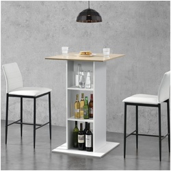 en.casa Bartisch (nur Tisch), »Visby« Bartheke 110x70x70cm Weiß / Eiche-Optik weiß