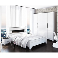 Schlafzimmer Set Kleiderschrank Doppelbett schwarz weiß Hochglanz 55284206