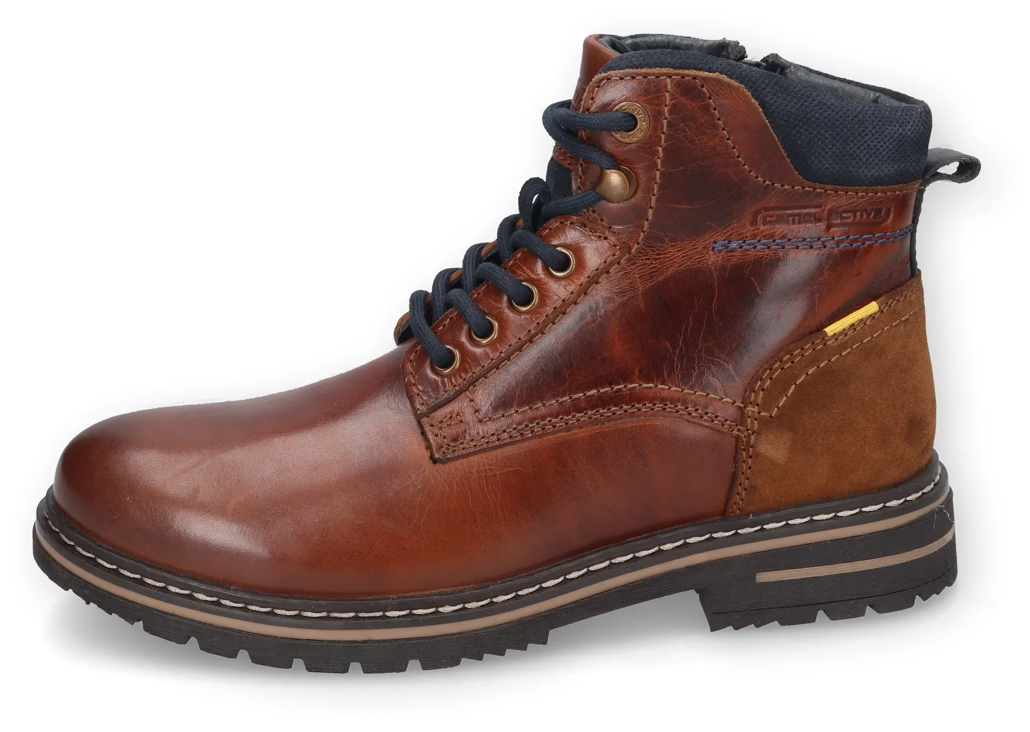 Schnürboots, Winterstiefel, Freizeitstiefel mit markanter Laufsohle, Gr. 40, cognac-blau, , 43965244-40