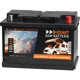 EXAKT AGM Batterie 100Ah 12V Solarbatterie Wohnmobilbatterie Bootsbatterie Camping Versorgungsbatterie