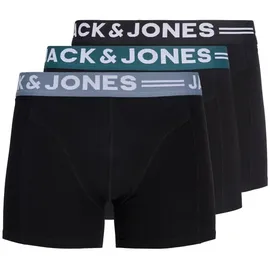 JACK & JONES Sense Boxershorts hellblau / dunkelgrün / schwarz / weiß XL 3er Pack