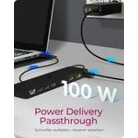 Icy Box (USB-C, Dockingstation - USB Hub, Schwarz