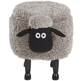 Beliani Bezaubernder Hocker für Kinder in Schaf-form Felloptik mit Stauraum Sheep Stoff Grau Schaf