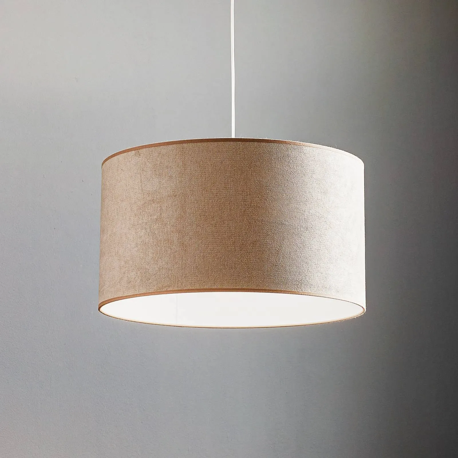 Hängelampe Bristol Duolla, dimmbar, creme / amber, für Wohn- / Esszimmer, Textil / Stoff / Seide, Pendelleuchte - 45 cm - 45 cm - 25 cm