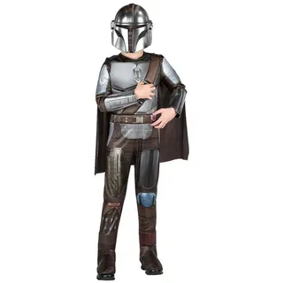 Metamorph Kostüm The Mandalorian – Kopfgeldjäger Kostüm für Kinder, Der berühmte Kopfgeldjäger aus der gleichnamigen Star Wars-Serie grau 116-122