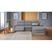 Home affaire Ecksofa Pareli, L-Form, 259cm,m. Recamiere, Echtleder, Kunstleder, Webstoff, man. o. elektr. Relaxfunktion, USB/Kopfteilverstellg u. LED grau