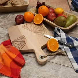 GAUMENKICK Schneidebrett Vesperbrett Mangoholz Zitronenmotiv Servierbrett natur Holzbrett