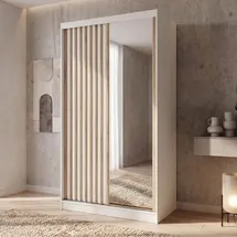 beautysofa Schwebetürenschrank Donatello 120 x 204,5 x 60 cm Weiß/Eiche
