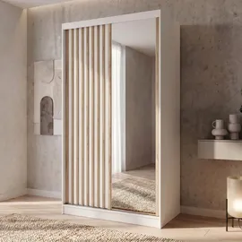 beautysofa Schwebetürenschrank Donatello 120 x 204,5 x 60 cm Weiß/Eiche