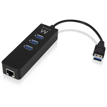 ewent EW1140 laptop-dockingstation + USB Hub, Schwarz