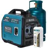 LPG/Benzin Inverter Stromgenerator KS 3100iG S & 10W-30 von Könner & Söhnen. Notstromaggregat 3100 W, Schuko-Steckdose 230 V, 2 USB-Anschlüsse, ECO-Modus, Kupferwicklungen, EURO V