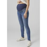 MAMA LICIOUS Umstandsjeans "MLMILA", Damen, Gr. XS (34), N-Gr, blau (blau, used), Denim/Jeans, Obermaterial: 69% Baumwolle, 25% Polyester, 3% Elasthan, 3% Viskose, leichte Abriebeffekte, casual, Jeans, mit Bauchband
