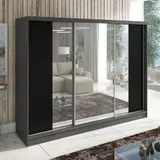 A&J MöbelLand Schiebetürenschrank VIDA 200 x 215 x 59,5 cm Grau/Schwarz