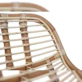 Mendler 6er-Set Esszimmerstuhl HWC-P17, Küchenstuhl Korbstuhl Rattansessel Rattanstuhl Stuhl, Kubu Rattan Metall ~ Polster creme