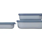 Mepal Multischale Cirqula Rectangular 3-teiliges Set - Mikrowellen Geschir - Geignet als Aufbewahrungsbox, Kuhlschrank, Gefrierschrank & Mikrowellengeschirr - 500, 1000 & 2000 ml - Nordic blue