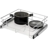 bremermann Teleskopschublade 60 cm mit Einlegeboden, Küchenschublade zum Nachrüsten, Schrankauszug aus Metall, (Chrom)