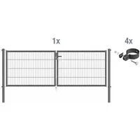 - Metallzaun Doppeltor für Einstabmatte Anthrazit z. Einbetonieren 299 cm x 100 cm